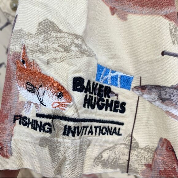 Columbia Mens XL Short Sleeve Button Front Fish Shirt - Picture 7 of 8